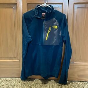 Men’s North face quarter zip fleece, light weight mid-layer, light blue